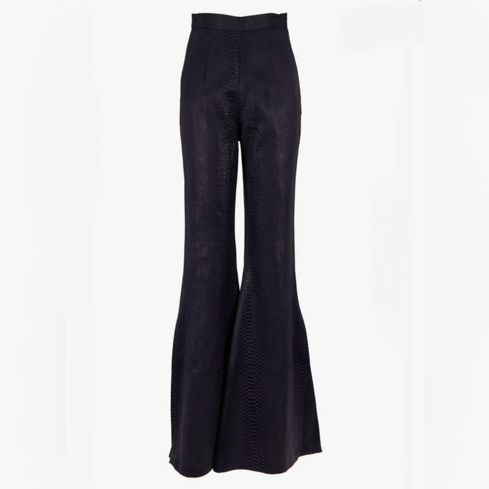SAFIYAA Navy Embossed Python Side Zip Pant - Picture 4 of 11